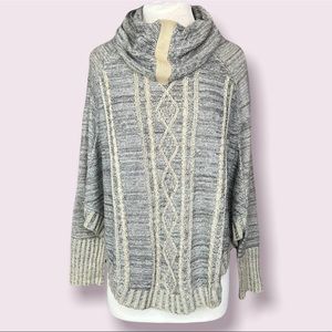 Mystree Cowl Neck Detailed Neutral Sweater Poncho
